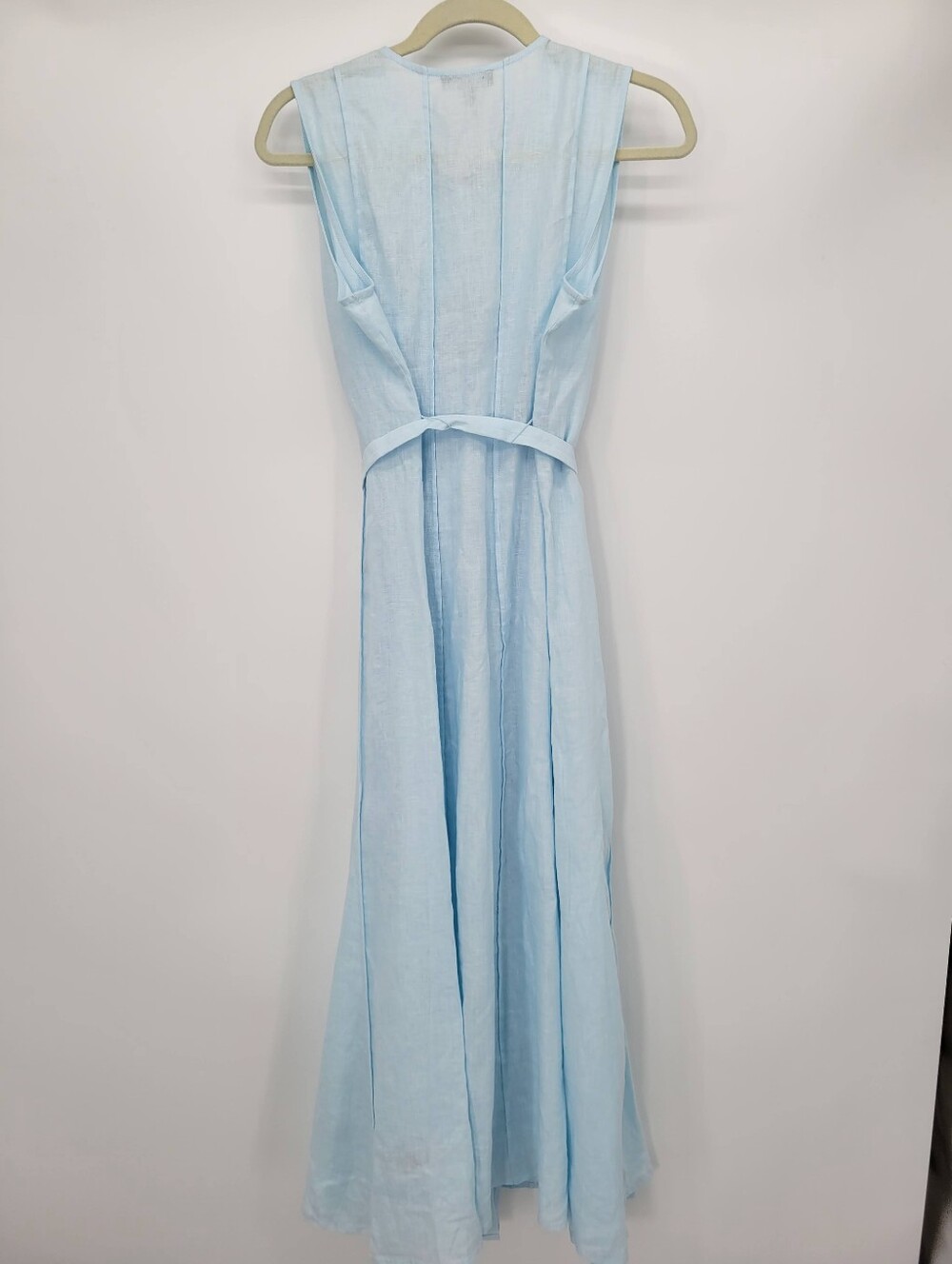 J Crew Seamed linen dress with removable belt CA671 Size S Light Blue Lined - Picture 3 of 6